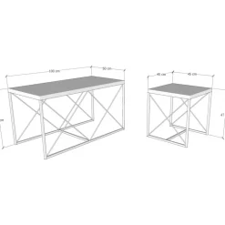 Satsbord Defne i 3 delar - Guld/marmor