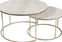 Satsbord mässing/ljus marmor - Monaco + Möbeltassar