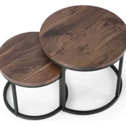 Satsbord valnöt/svart Ø43/53 cm - Tore + Textilrengöring för möbler