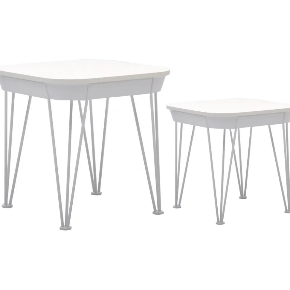 Satsbord 55x55 cm / 45x45 cm - Vit + Möbeltassar