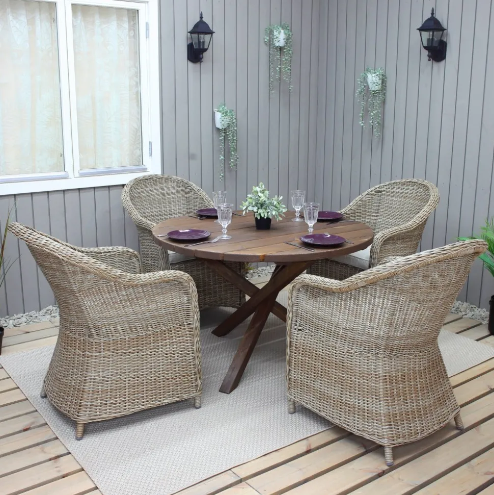 Scottsdale matbord Ø112 cm - Brun + Rengöringsmedel för utemöbler