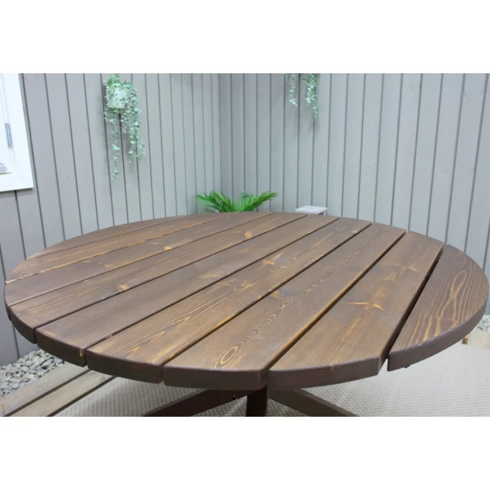 Scottsdale matbord Ø112 cm - Brun + Textilskydd för utemöbler