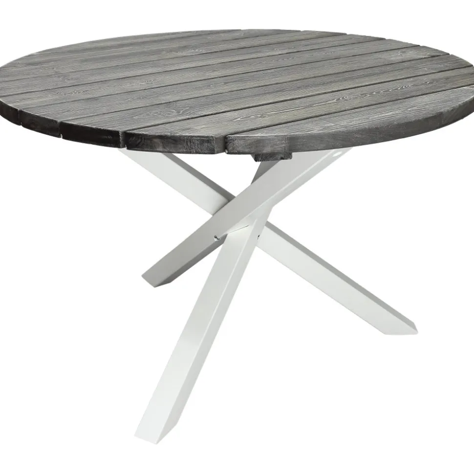 Scottsdale matbord Ø112 cm - Shabby Chic Grå/Vit + Textilskydd för utemöbler