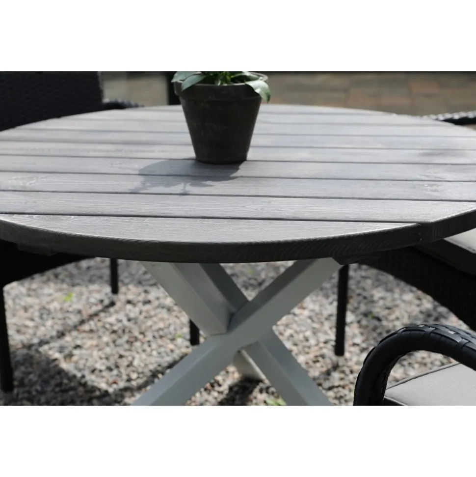 Scottsdale matbord Ø112 cm - Shabby Chic Grå/Vit + Rengöringsmedel för utemöbler