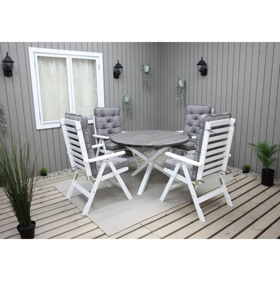 Scottsdale matbord Ø112 cm - Shabby Chic Grå/Vit + Rengöringsmedel för utemöbler