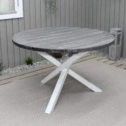 Scottsdale matbord Ø112 cm - Shabby Chic Grå/Vit + Rengöringsmedel för utemöbler