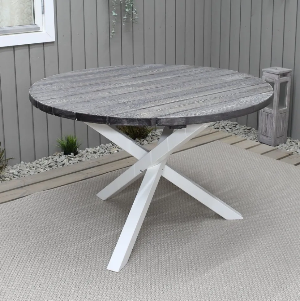Scottsdale matbord Ø112 cm - Shabby Chic Grå/Vit + Rengöringsmedel för utemöbler