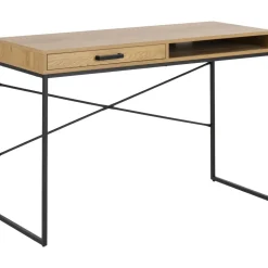 Seaford skrivbord 110 cm - Ek/svart + Möbeltassar