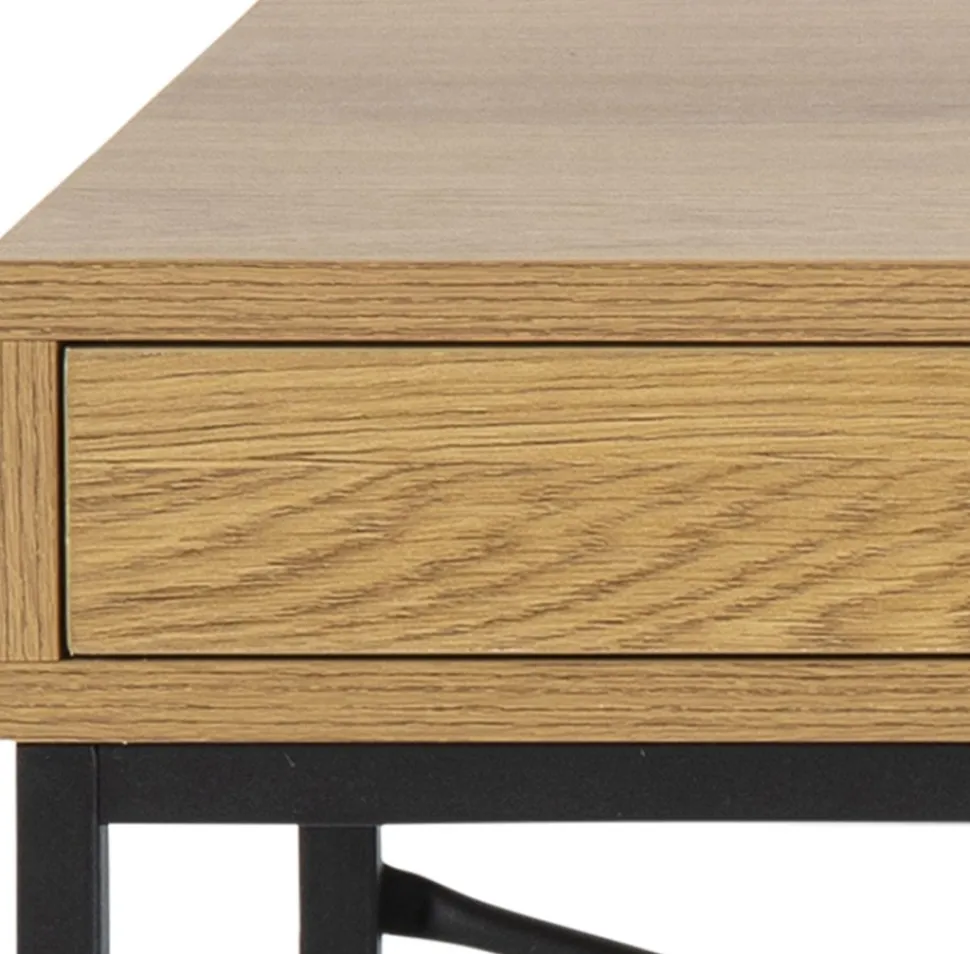 Seaford skrivbord 110 cm - Ek/svart + Möbeltassar