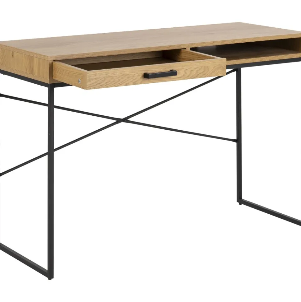 Seaford skrivbord 110 cm - Ek/svart