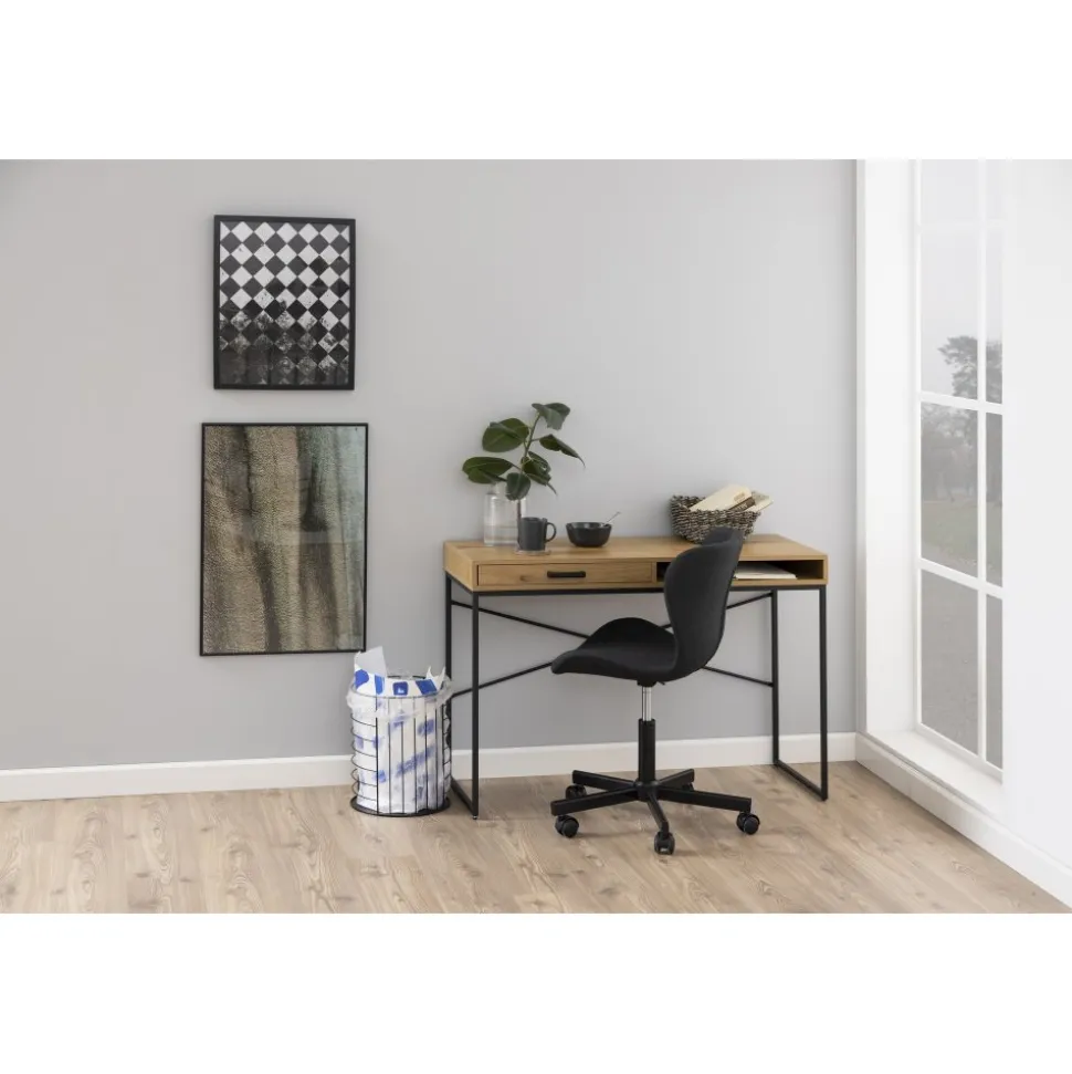 Seaford skrivbord 110 cm - Ek/svart