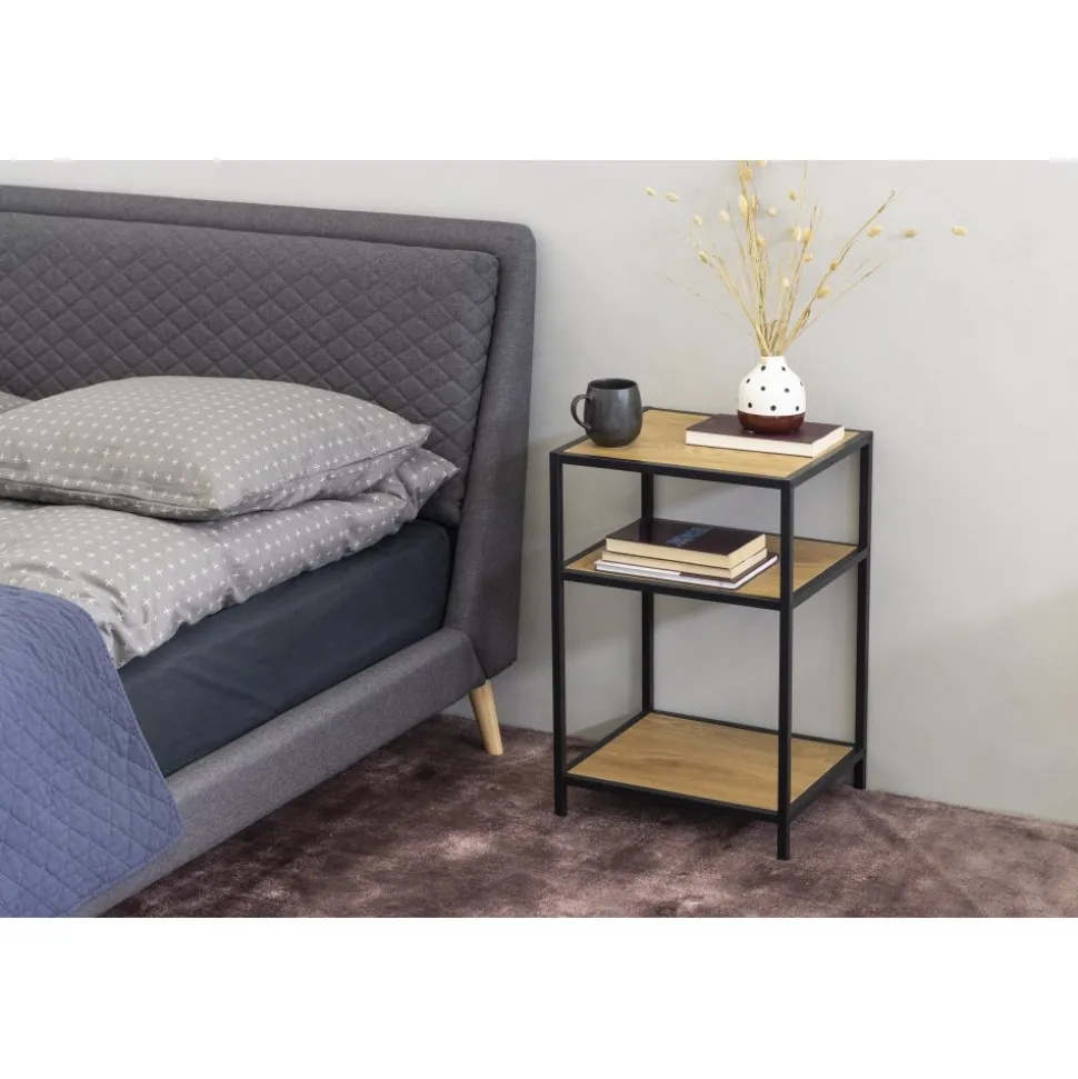 Seaford sängbord - Ek/svart