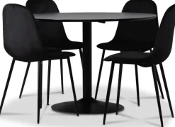 Seat matgrupp, matbord med 4 st Carisma sammetsstolar - Svart/Svart + 3.00 x Möbeltassar