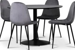 Seat matgrupp, matbord med 4 st Carisma sammetsstolar - Svart/Grå