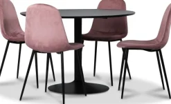 Seat matgrupp, matbord med 4 st Carisma sammetsstolar - Svart/Korall + 3.00 x Möbeltassar