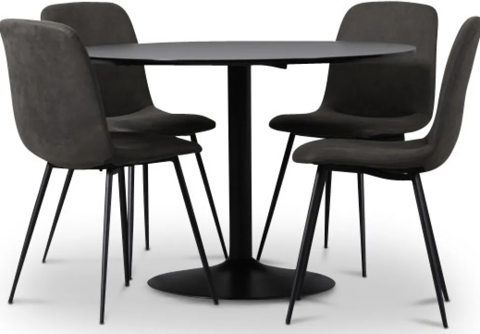 Seat matgrupp, matbord med 4 st Smokey matstolar - Svart/Vintage + 4.00 x Stolsdyna