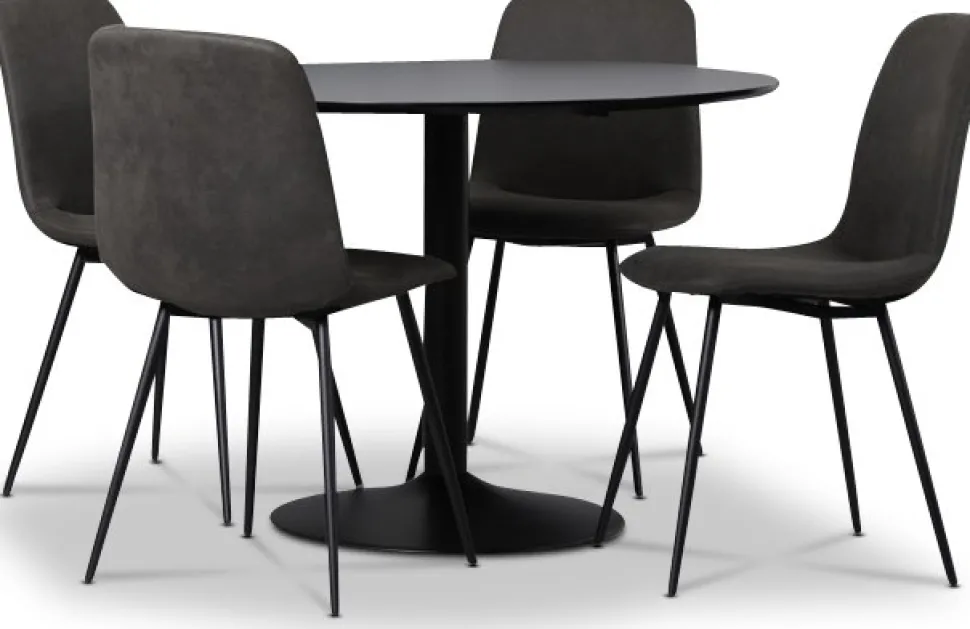 Seat matgrupp, matbord med 4 st Smokey matstolar - Svart/Vintage
