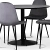 Seat matgrupp, matbord med 4 st Carisma sammetsstolar - Svart/Grå + 3.00 x Möbeltassar