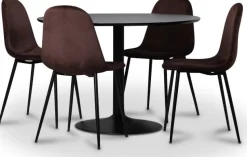 Seat matgrupp, matbord med 4 st Carisma sammetsstolar - Svart/Bordeaux