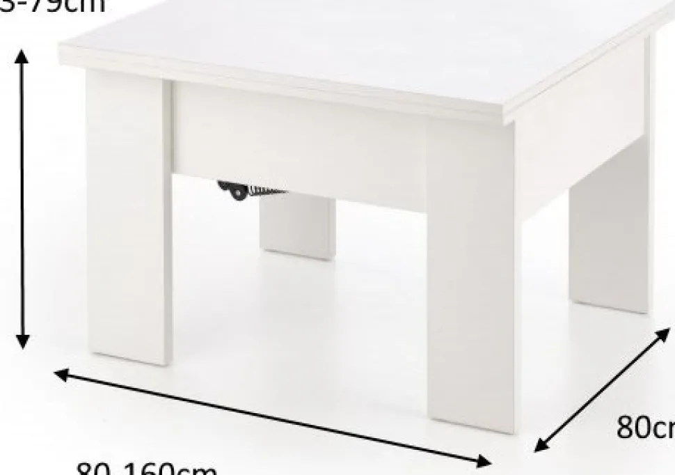 Serafin höj och sänkbart soffbord 80-160 x 80 cm - Vit