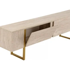 Serenity TV-bänk - Travertin/guld