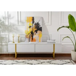 Serenity TV-bänk - Vit/guld