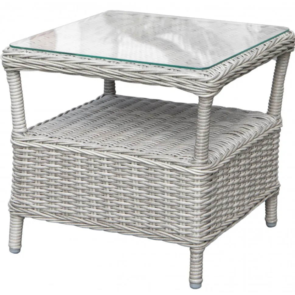 Sidobord 48x48x45 cm grå konstrotting - Tor + Rengöringsmedel för utemöbler