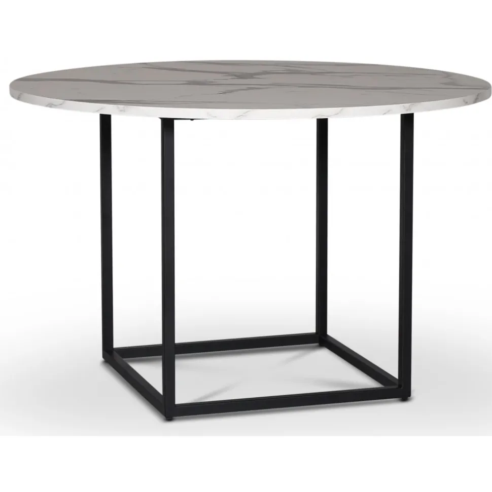 Sintorp runt matbord Ø115 cm - Vit marmor (Exklusivt laminat) + Möbeltassar