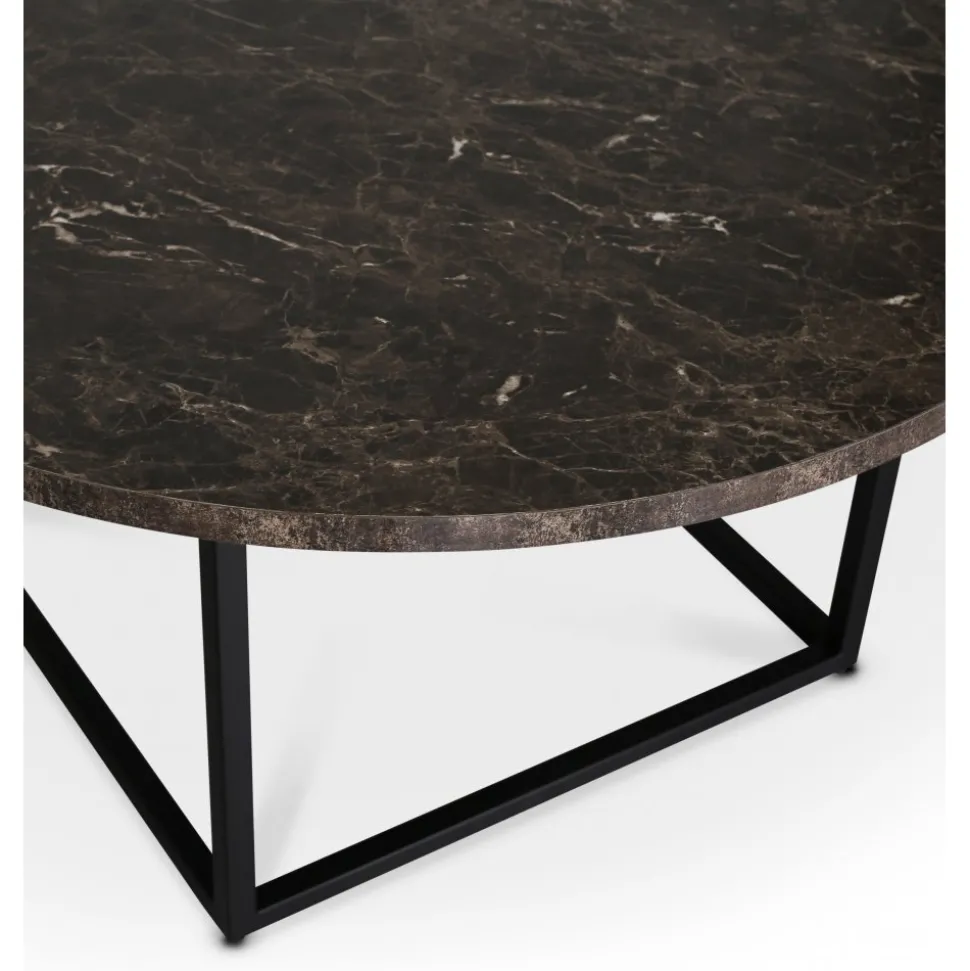 Sintorp runt soffbord Ø90 cm - Brun marmor (Exklusivt laminat) + Möbeltassar