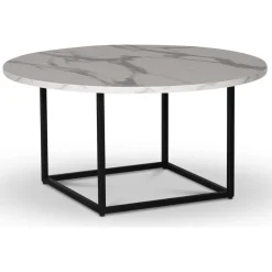 Sintorp runt soffbord Ø90 cm - Vit marmor (Exklusivt laminat) + Möbeltassar