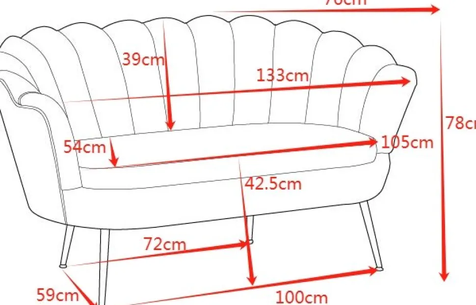 2-sits soffa grön/mässing - Kingsley