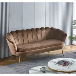 3-sits soffa i brun sammet - Kingsley + Möbeltassar