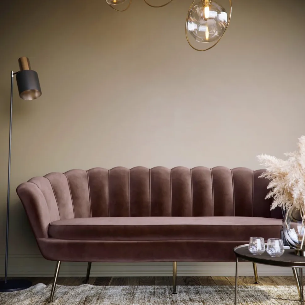 3-sits soffa i brun sammet - Kingsley + Fläckborttagare för möbler