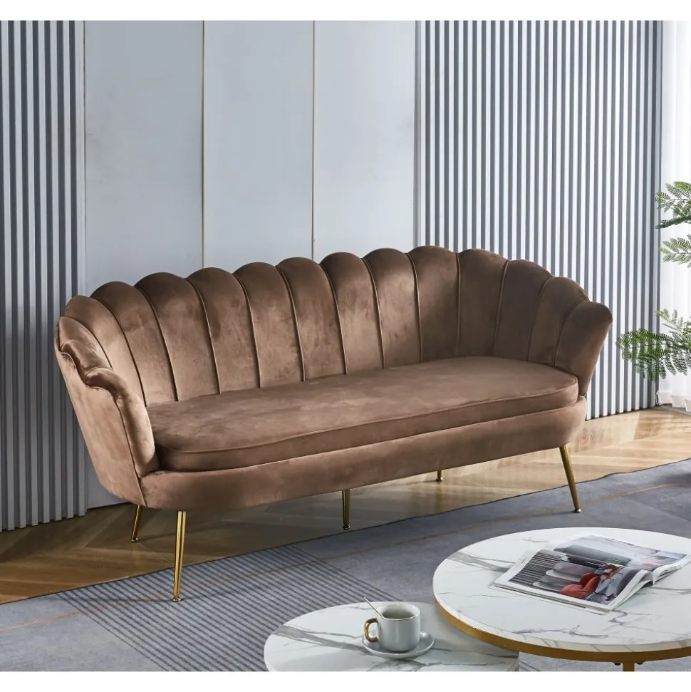 3-sits soffa i brun sammet - Kingsley + Fläckborttagare för möbler