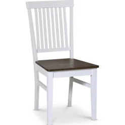 Skagen matgrupp; runt matbord Ø120 cm - Vit / brunoljad ek med 4 st Skagen stolar (Ribbor i ryggen) med brunoljad eksits + 3.00 x Möbeltassar