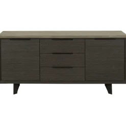 Skänk 160 cm bred mörkbetsad ek med betongskiva + Fläckborttagare för möbler