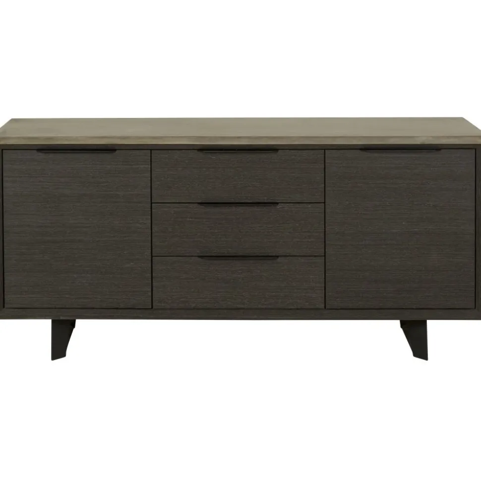 Skänk 160 cm bred mörkbetsad ek med betongskiva + Fläckborttagare för möbler