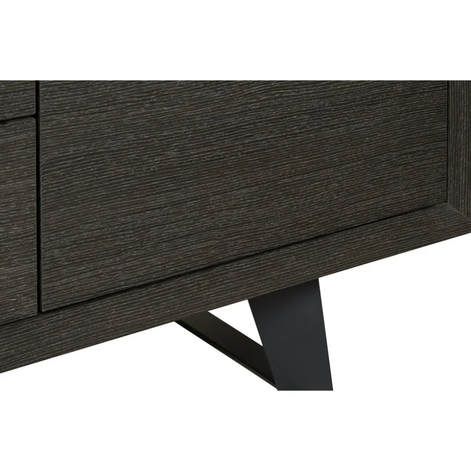 Skänk 160 cm bred mörkbetsad ek med betongskiva