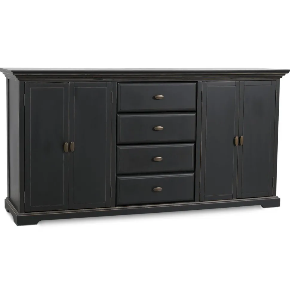 Skänk 180 cm bred svart + Möbeltassar