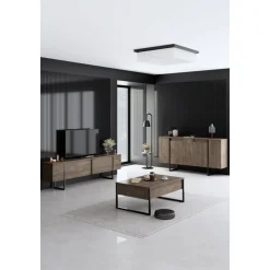 Skänk Lux i Valnöt/Svart - 160 cm