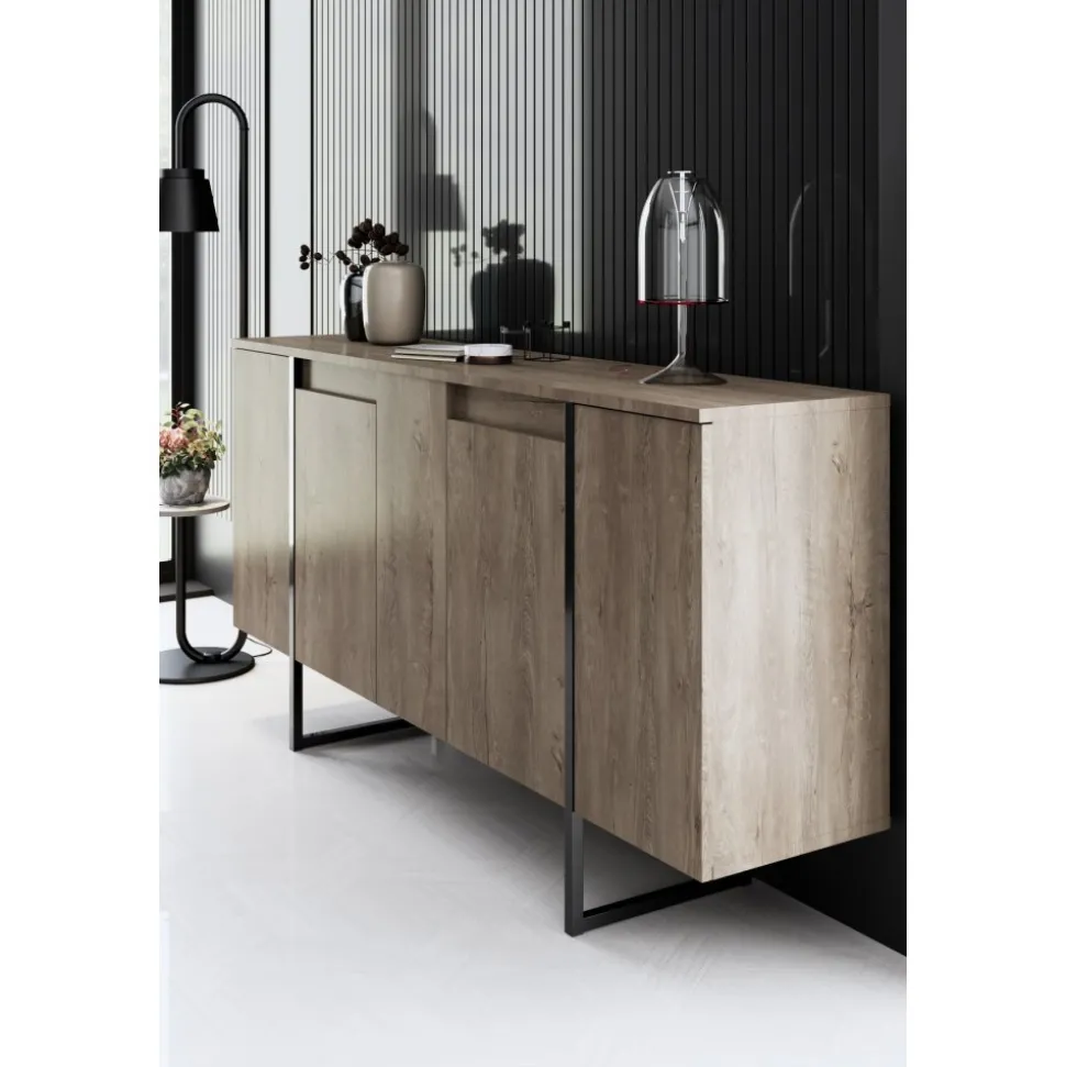 Skänk Lux i Valnöt/Svart - 160 cm