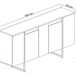 Skänk Lux i Valnöt/Svart - 160 cm