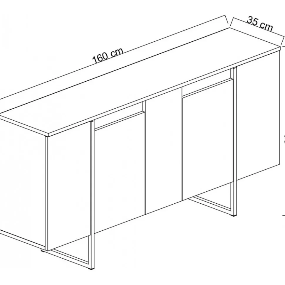 Skänk Lux i Valnöt/Svart - 160 cm