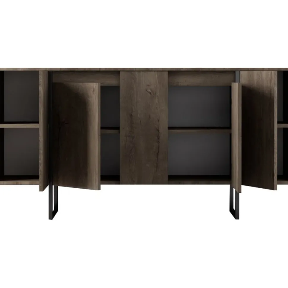 Skänk Lux i Valnöt/Svart - 160 cm