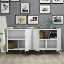 Skänk vit 180 cm - Elegant + Möbeltassar