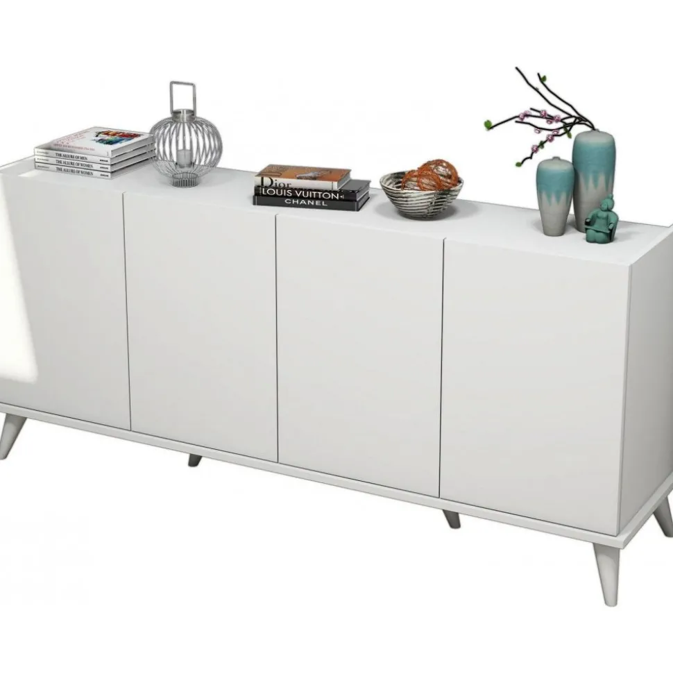 Skänk vit 180 cm - Elegant + Möbeltassar