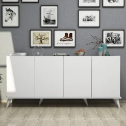 Skänk vit 180 cm - Elegant + Textilrengöring för möbler