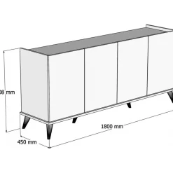 Skänk vit 180 cm - Elegant + Textilrengöring för möbler