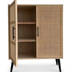 Skåp i rotting med svarta handtag - React + Textilrengöring för möbler