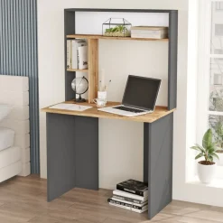 Skrivbord 90 cm brett - Furu/antracit